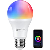 TECKIN Bombilla Inteligente LED WiFi con luz cálida 2800k-6200k + RGB lámpara color cambiable Funciona con móvil- Google…
